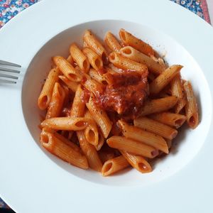 Penne with homemade tomato sauce at Cafe Ethic in Manali