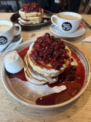Vegan berry and yogurt pancakes!!😍  at Brown Sugar in Fowey