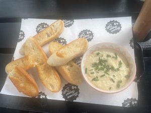 Hummus and ciabatta  at Brown Sugar in Fowey