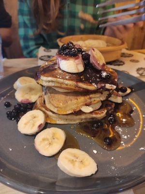 Vegan American pancakes. at Brown Sugar in Fowey