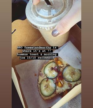 Hummus toast with morning joe smoothie...all vegan at Sweet & Earthy in Raynham