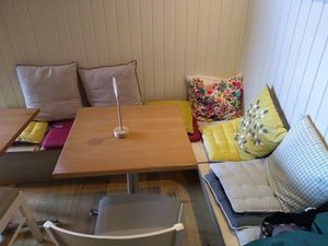 Seating at Phoenix Café in Findhorn
