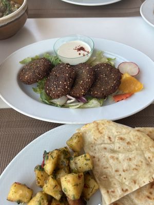 Crunchy falafel and tahini dip  at Byblos in Mellieha