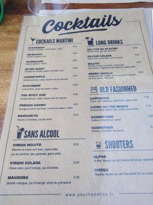 Carte boissons de ouf at Psychédélice in Saint-julien-en-born