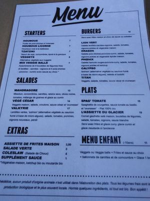 Carte repas at Psychédélice in Saint-julien-en-born