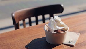 Chocolate ice-cream and whipped cream at Psychédélice in Saint-julien-en-born