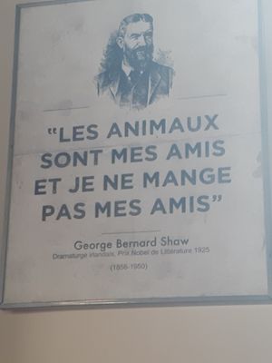 Das Motto der freundlichen, vegan lebenden  Besitzer. at Psychédélice in Saint-julien-en-born