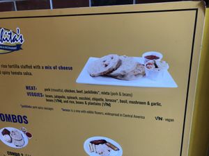 Calls out vegan options.  at Panchita's in San Francisco