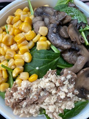 Mushroom ramen to go - this is the filling for the soup at REDWHITE BONELESS RAMEN - Boston in Boston