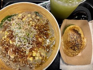 Truffle oil ramen and AMAZING miso avocado  at REDWHITE BONELESS RAMEN - Boston in Boston