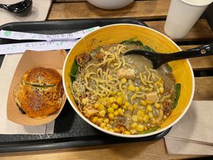 Ramen with miso avocado at REDWHITE BONELESS RAMEN - Boston in Boston