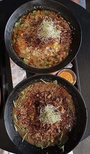 Top: Tokoyo Masala and the bottom is Dragon   at REDWHITE BONELESS RAMEN - Boston in Boston