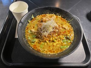 Ginger curry ramen - hot meal on a cold rainy day   at REDWHITE BONELESS RAMEN - Boston in Boston