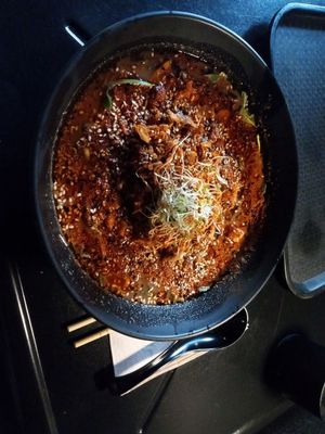 Spicy miso with cheese at REDWHITE BONELESS RAMEN - Boston in Boston