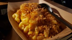 Spicy mac & cheese ($9). Decent, but bland. at REDWHITE BONELESS RAMEN - Boston in Boston