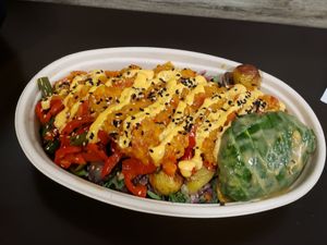Spicy bowl with add on avocado at REDWHITE BONELESS RAMEN - Boston in Boston