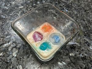 Almond milk horchata with colourful ice blocks at The Culinary Alchemists in Nuevo Arenal