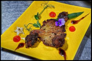 Brussels and Oyster Mushroom at The Culinary Alchemists in Nuevo Arenal