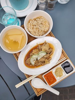 Vegan Hainanese 'chicken'rice at SIN - Prive - Jewel  in East Singapore
