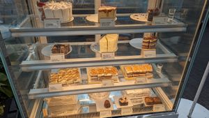 Dessert case -- most but not all are vegan at SIN - Prive - Jewel  in East Singapore