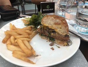 truffled mushroom swiss plant-based burger $21 at SIN - Prive - Jewel  in East Singapore