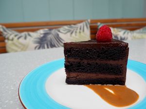 Vegan 85% dark chocolate cake ($9) at SIN - Prive - Jewel  in East Singapore