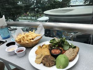 Plant powered breakfast and fries. at SIN - Prive - Jewel  in East Singapore