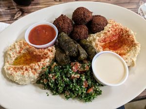 Sampler platter at Habibi's Cafe and Market in Myrtle Beach