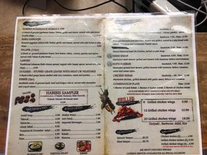 Menu with Vegan options. Lentil soup is vegan as is other tasty foods.  at Habibi's Cafe and Market in Myrtle Beach