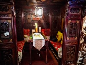 Everyone gets their own luxurious booth at Louyuxuan Teahouse at Luyuxuan Teahouse in Beijing