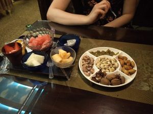 Selection of fruit and nuts at Luyuxuan Teahouse in Beijing