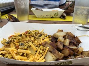 Scrambled tofu and potatoes   at Freshfit Cafe in Nags Head