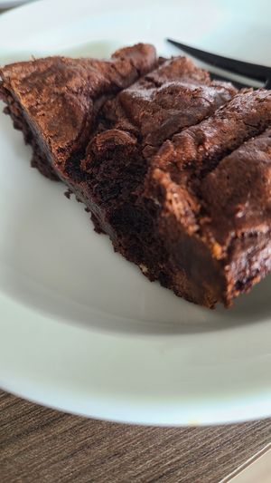 Vegan chocolate brownie at Freshfit Cafe in Nags Head