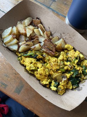 Tofu scramble with vegan cheese, mushroom, spinach, onions and peppers   at Freshfit Cafe in Nags Head