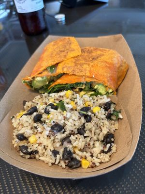 Chickpea wrap with black bean and rice saladd  at Freshfit Cafe in Nags Head
