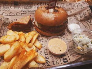 Beyond burger meal at The Green Butcher in Tel Aviv