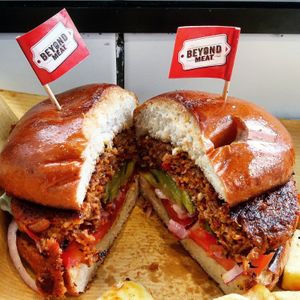 Beyond burger with their own additional of spices, really good! at The Green Butcher in Tel Aviv