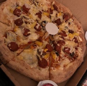 Hot dog  vegan pizza with additional veg  at Papa John's in Chatham