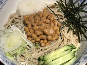soba with natto 💚 at Sobadokoro Shojiya in Yamagata