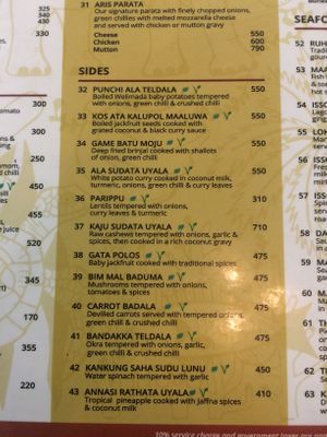 Menu at Upali's by Nawaloka in Colombo