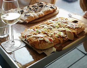 Funky Funghi pizza (left) and Kebab pizza  at Bistro Calypso in Eindhoven