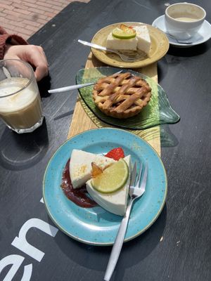 Cheesecake pie (highly recommend!) and apple pie  at Bistro Calypso in Eindhoven