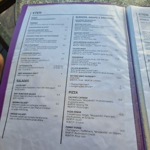 part of menu at Bistro Calypso in Eindhoven