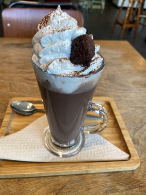 Hot chocolate milk with whipped cream :D at Bistro Calypso in Eindhoven