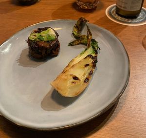 Marinated Mushrooms with grilled Pak Choi  at Bistro Calypso in Eindhoven