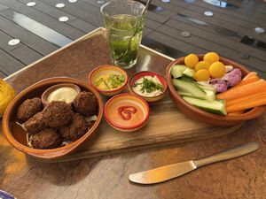 Falafel and vegetables with dips  at Bistro Calypso in Eindhoven