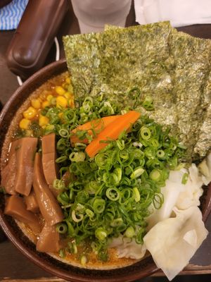 Vegan ramen with add-ons at Shinbu Sakiya Ramen - 麺匠真武咲弥 in Tokyo