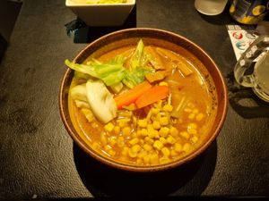 Spicy miso vegetarian ramen at Shinbu Sakiya Ramen - 麺匠真武咲弥 in Tokyo