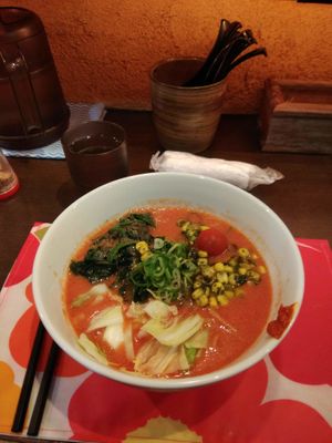 Tomatto vegan ramen at Shinbu Sakiya Ramen - 麺匠真武咲弥 in Tokyo