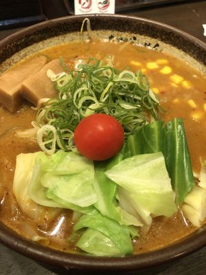 Vegan spicy miso ramen (1 of the best I’ve ever had!!) at Shinbu Sakiya Ramen - 麺匠真武咲弥 in Tokyo